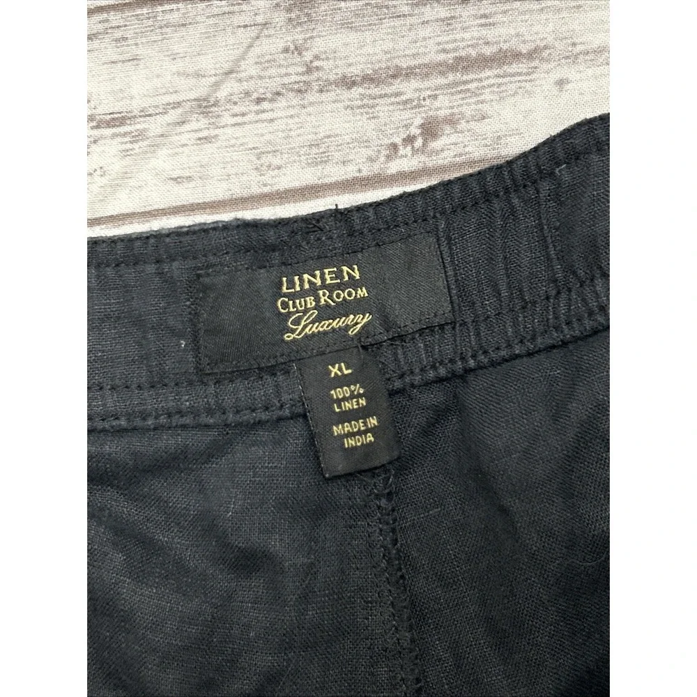 Club Room Luxury Linen Pants Men's Size XL Black Drawstring Summer Beach